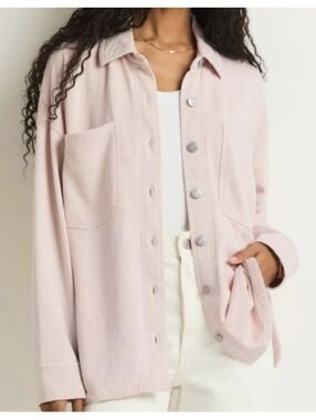 Z Supply All Day Knit Denim Jacket In Rose Size XS